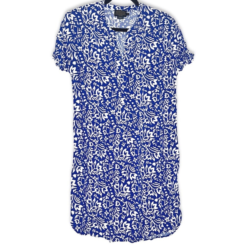 Pendleton Womens Dress XS Blue Tala Floral Short Sleeve Serephina Shift Shirt
